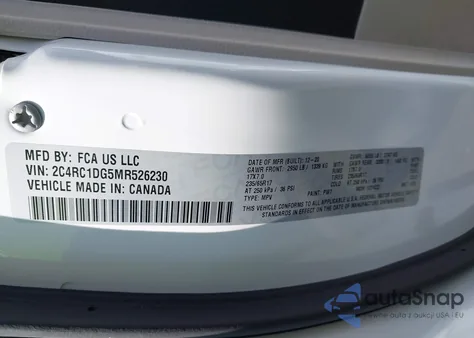 2021 Chrysler Voyager Lxi from USA, damaged, VIN 2C4RC1DG5MR526230